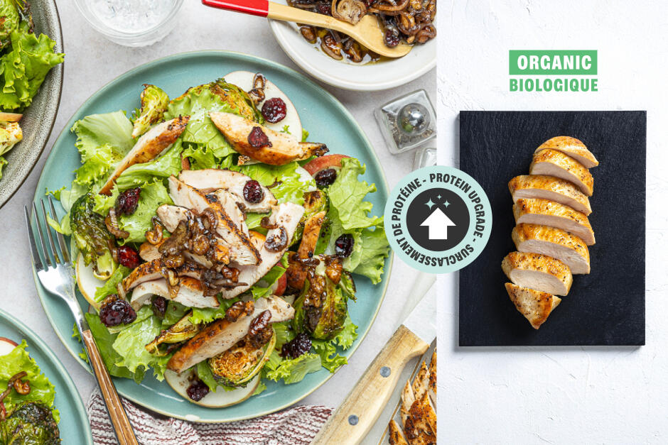 Surclassement de protéine | Salade de l'Action de grâce au poulet BIO et aux choux de Bruxelles