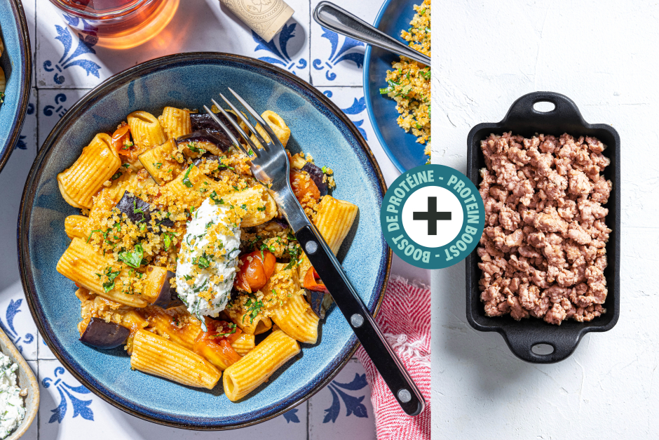 Protein Boost | Rigatoni Alla Norma with Sausage Meat & Roasted Eggplant