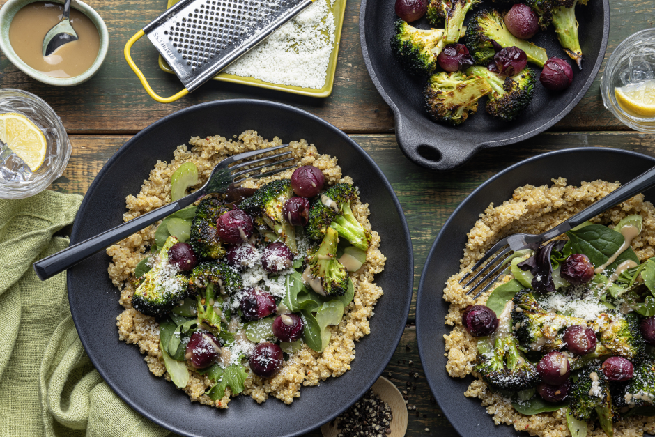 Roasted Grapes, Broccoli & Walnuts over Quinoa
