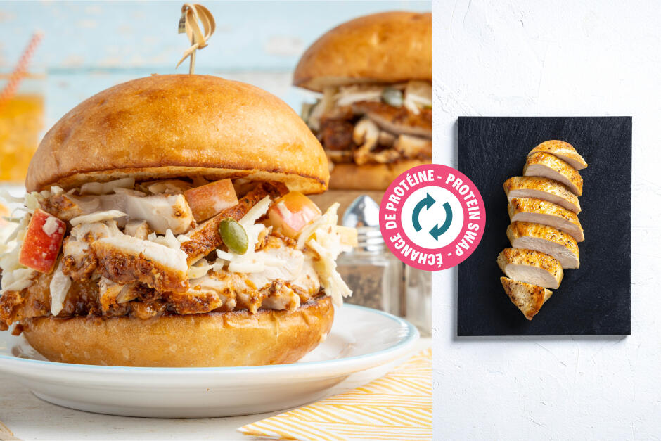 Protein Swap | Mustard-BBQ Chicken Burgers