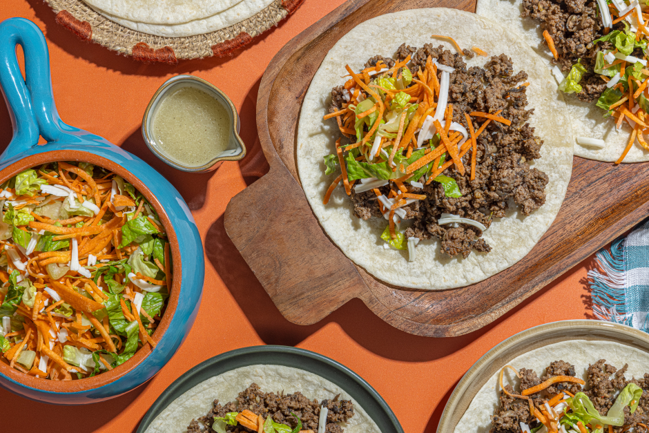 Tacos au bœuf et aux champignons discrets