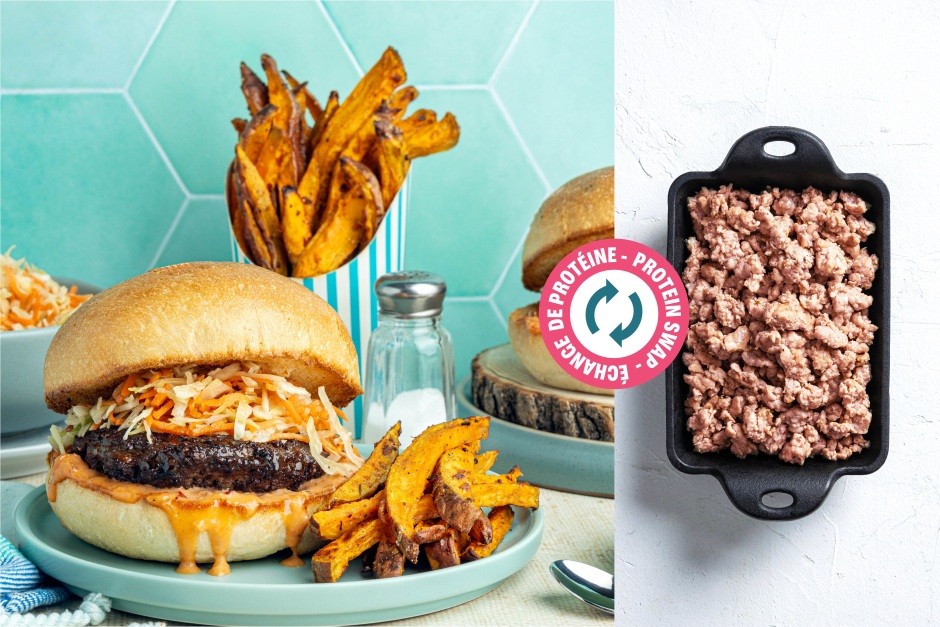 Protein Swap | Juicy Pork Burgers with Pineapple Chili Mayo