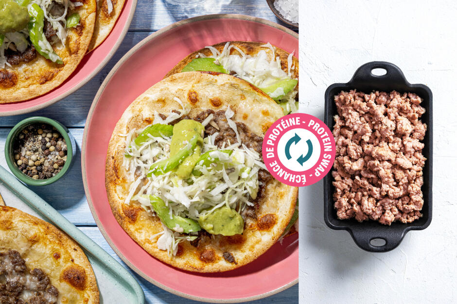 Échange de protéine | Tostadas au porc sur une plaque