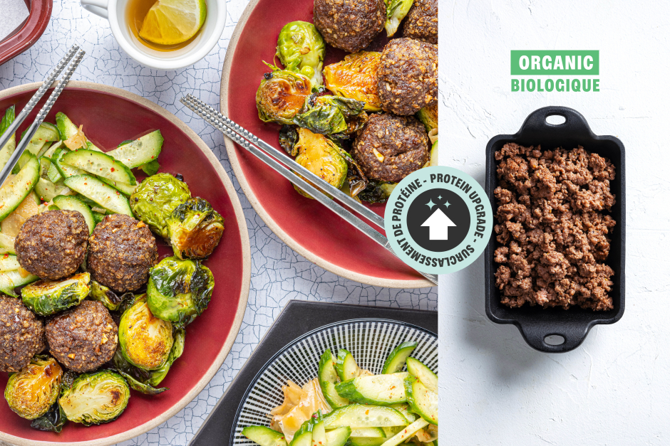 Surclassement de protéine | Sain + Sensé: Boulettes de bœuf BIO d’inspiration coréenne sur une plaque