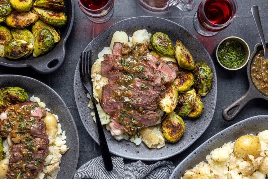 Steak de contre-filet à l'ail et aux porcinis