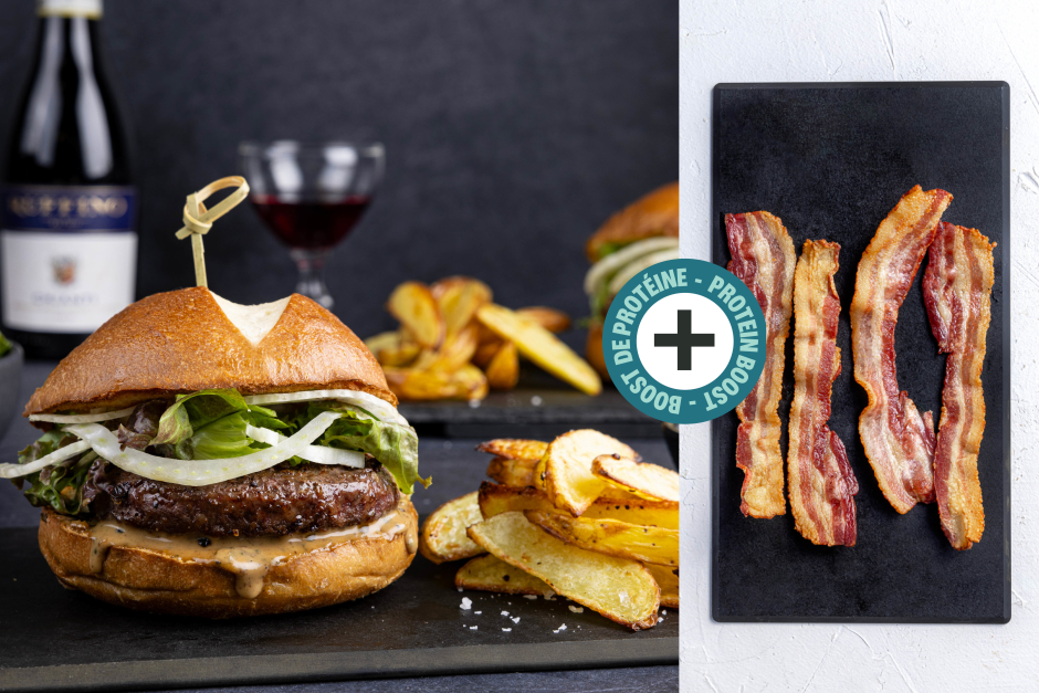 Boost de protéines | Burgers de bœuf wagyu avec bacon et sauce au poivre