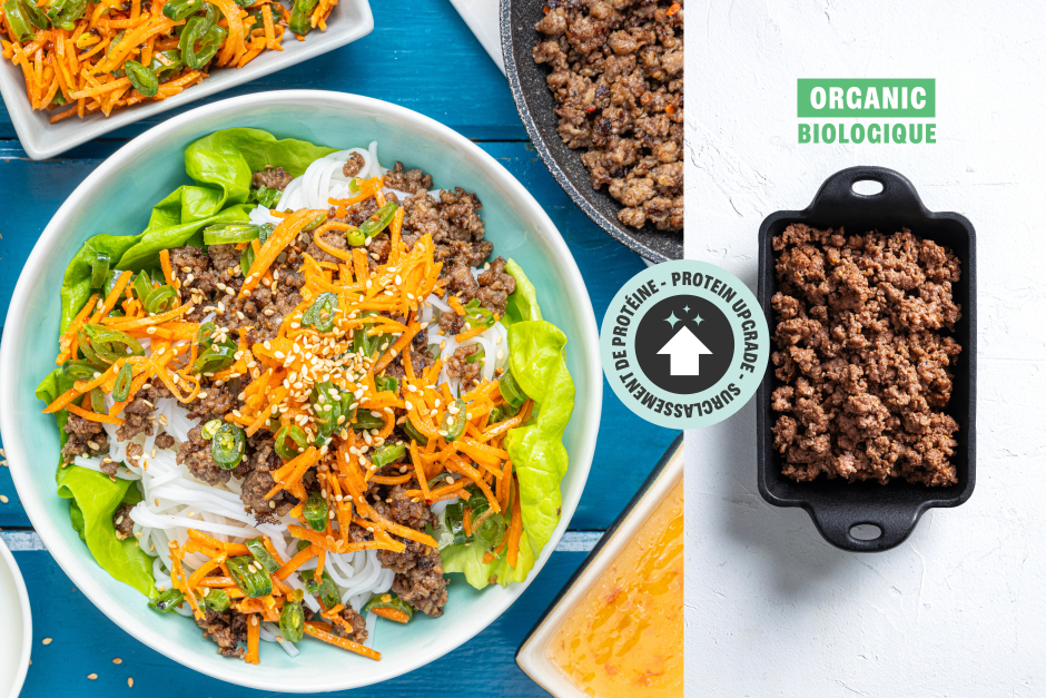 Surclassement de protéine | Bols de nouilles vietnamiens avec boeuf BIO