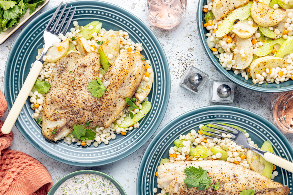 Tilapia poêlé avec mayo au zhoug et aux jalapeños épicés