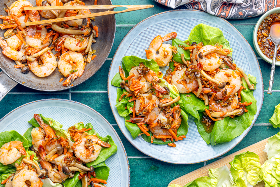 Shrimp & Shimeji Lettuce Cups