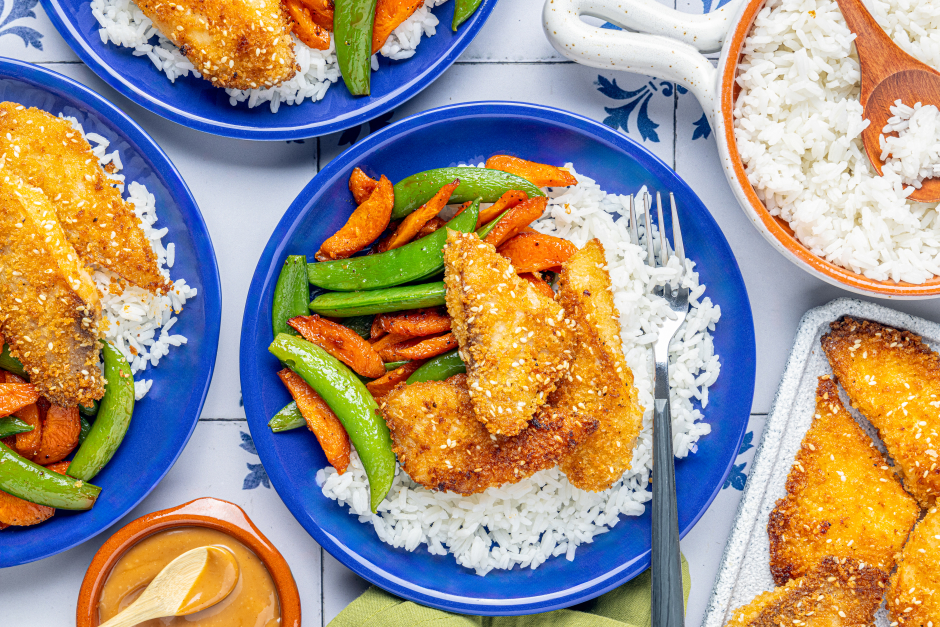 Bâtonnets de poisson maison aux graines de sésame
