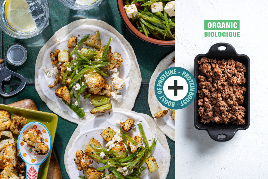Boost de protéines | Tacos de bœuf haché BIO et légumes rôtis