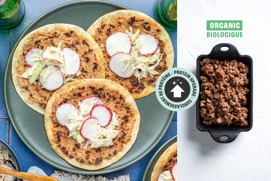 Protein Upgrade | ORGANIC Beef Smash Parm Tacos