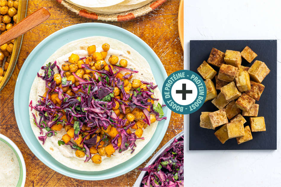 Protein Boost | Spicy Salsa Verde Roasted Chickpea & Squash Tacos with Tofu