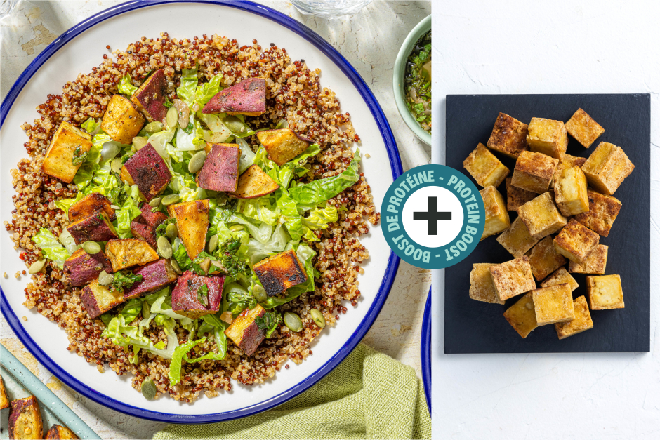 Boost de protéines | Bols de tofu et quinoa des Andes avec vinaigrette chimichurri