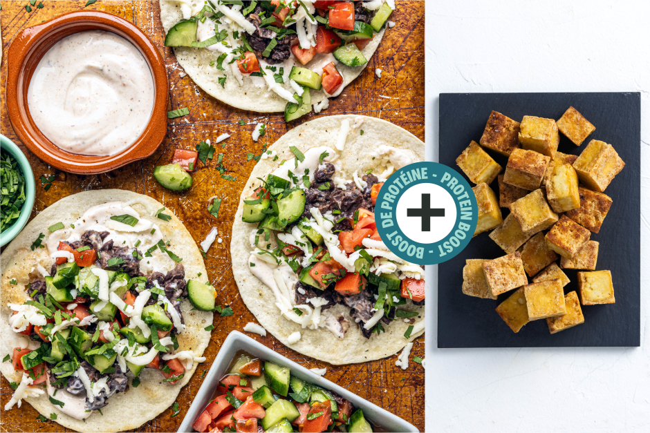 Protein Boost | Quick Black Bean & Tofu Tostadas