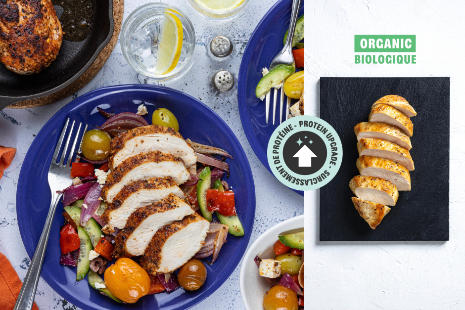 Surclassement de protéine | Poitrines de poulet BIO grecques