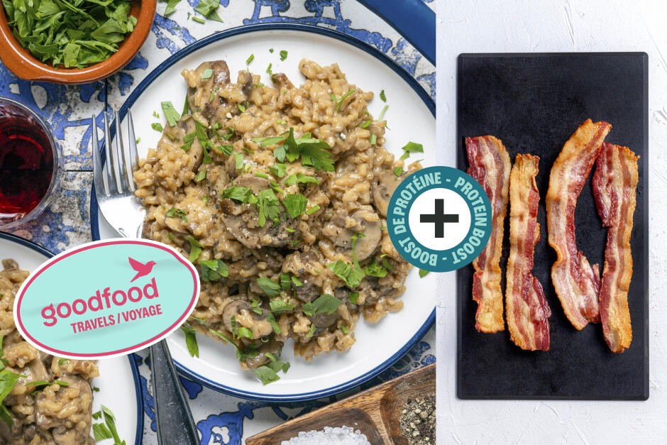 Boost de protéines | Goodfood voyage : Risotto al funghi porcini d'Italie avec bacon
