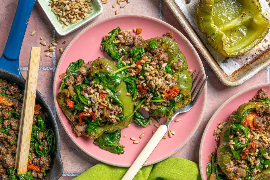 Beef & Greens Tuscan Stuffed Peppers