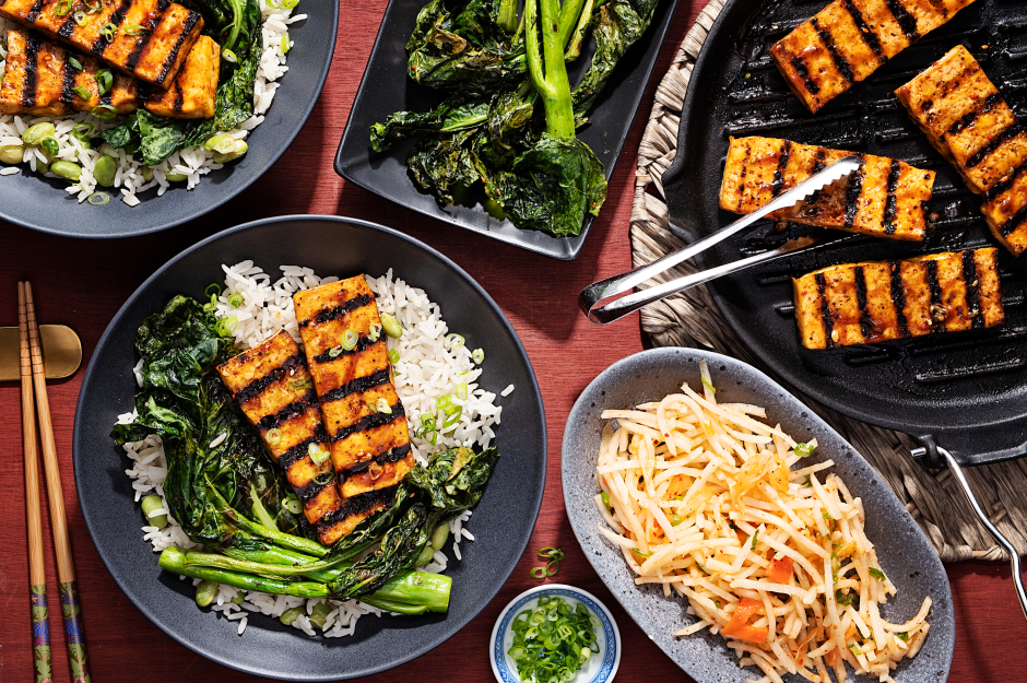 Spicy BBQ Tofu & Asian Green Bowls