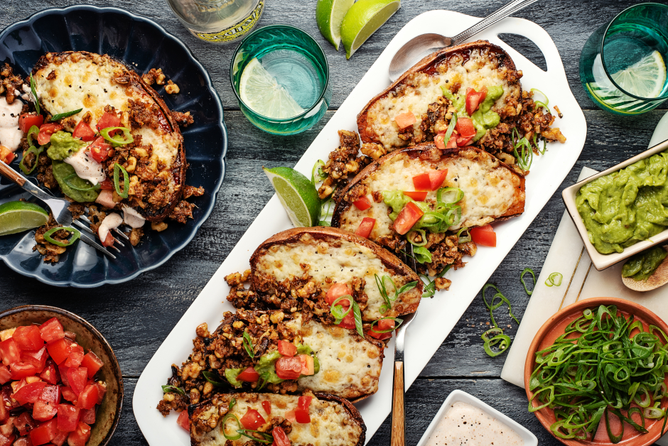 Nacho Style Twice-Baked Sweet Potatoes