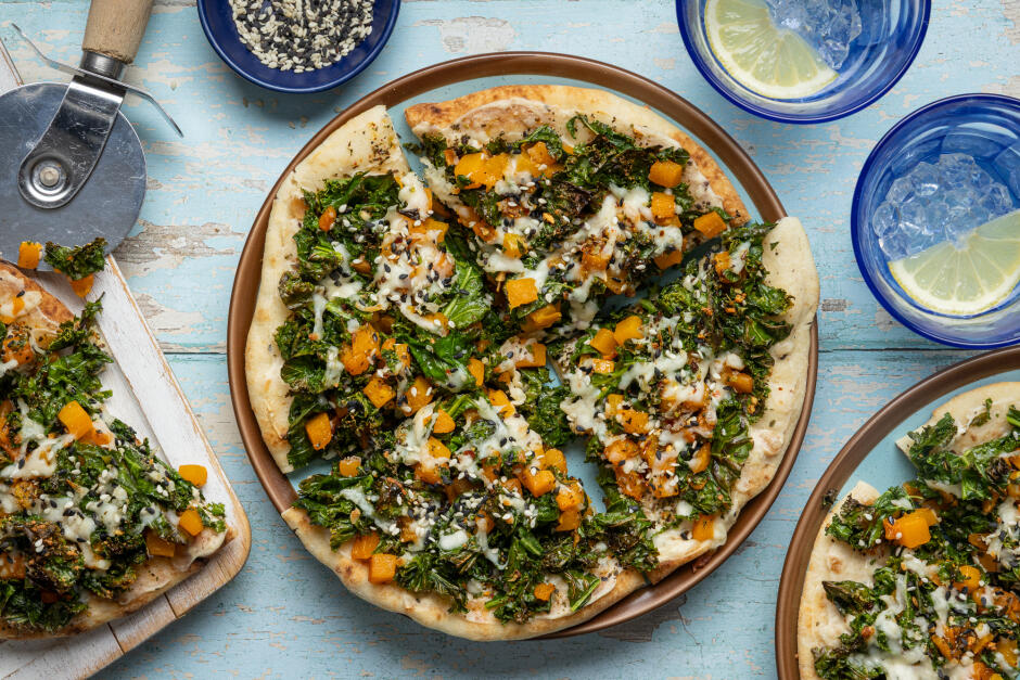 Kale & Butternut Labneh Flatbreads