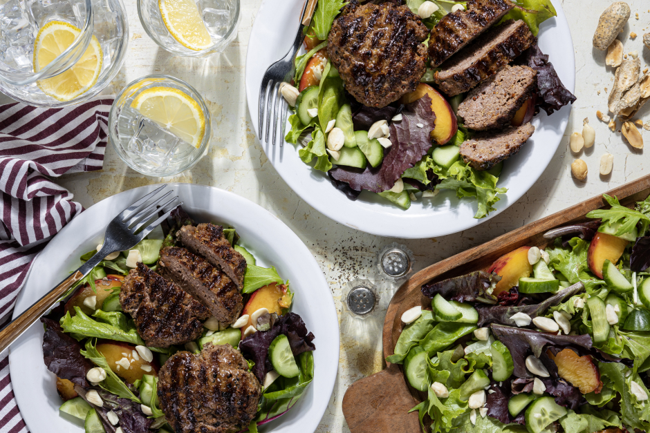 Paleo: BBQ Beef Patties & Roasted Pepper-Almond Salsa