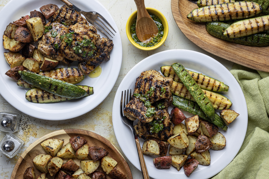 BBQ Chicken Thighs & Zesty Zucchini