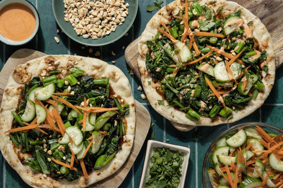 BBQ Bánh Mì Flatbreads with Peanuts & Cilantro