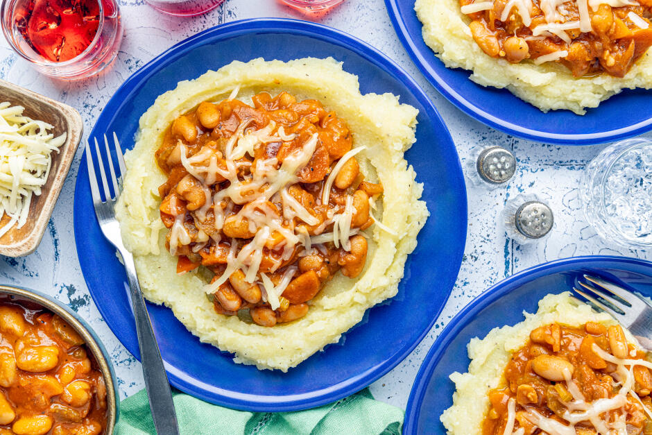 White Bean Chili over Secretly Nutritious Mash