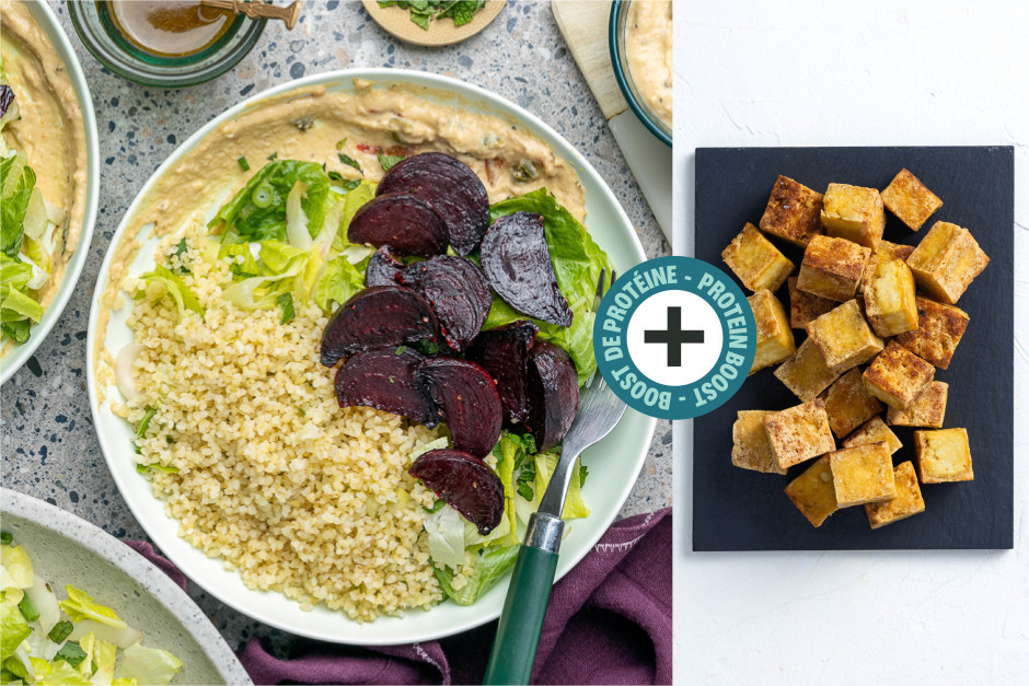 Protein Boost | Vegan Greek Roasted Beet Bowls with Tofu