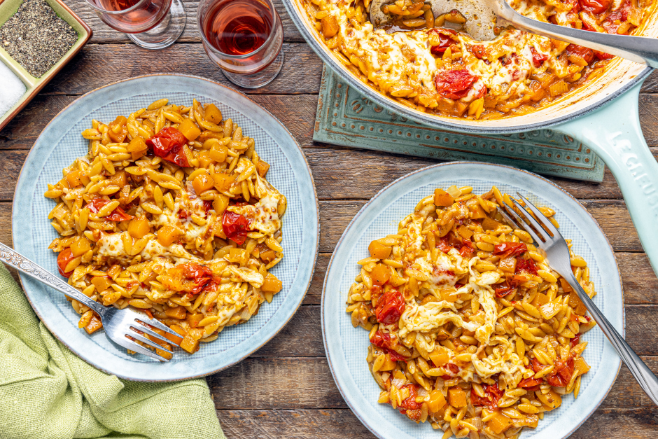 Cheesy Two-Step Orzo Bake