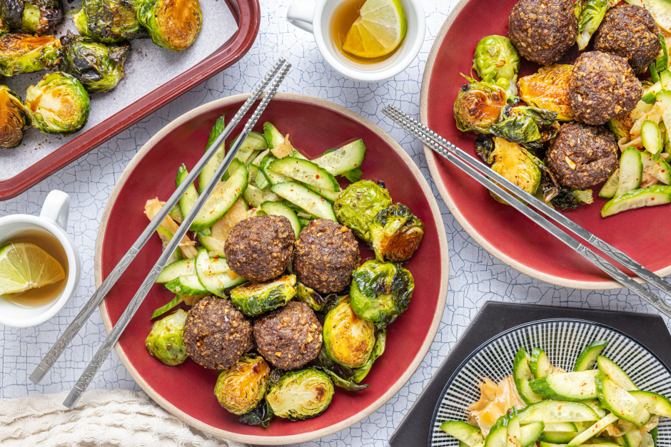 Korean-Inspired Beef Meatball Sheet Pan