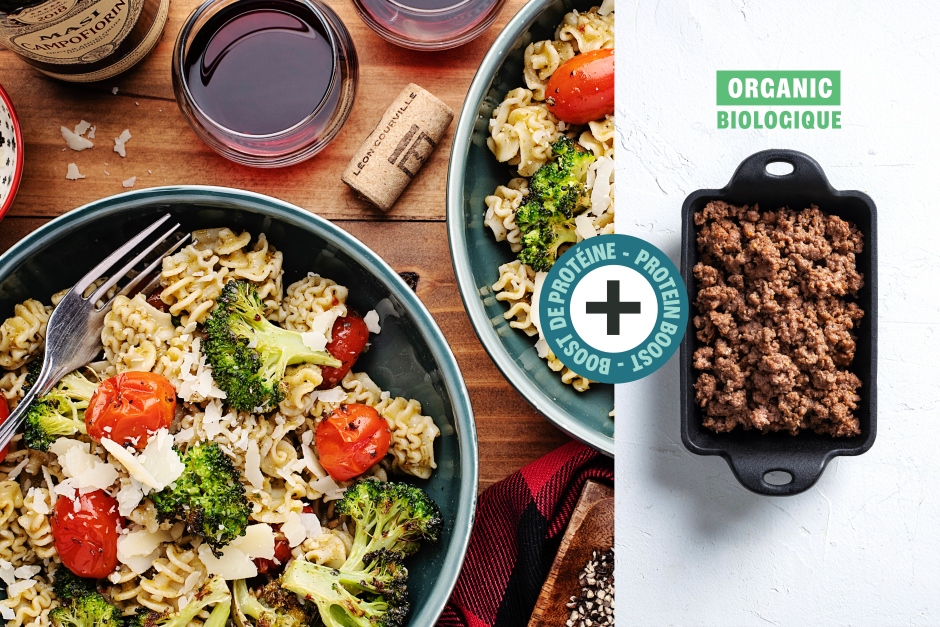 Boost de protéines | Radiatores au bœuf haché BIO et pesto de basilic