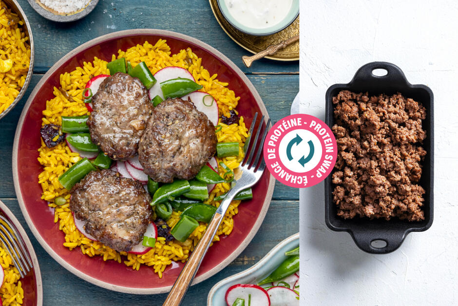 Protein Swap | Lamb Kofta over Jewelled Rice