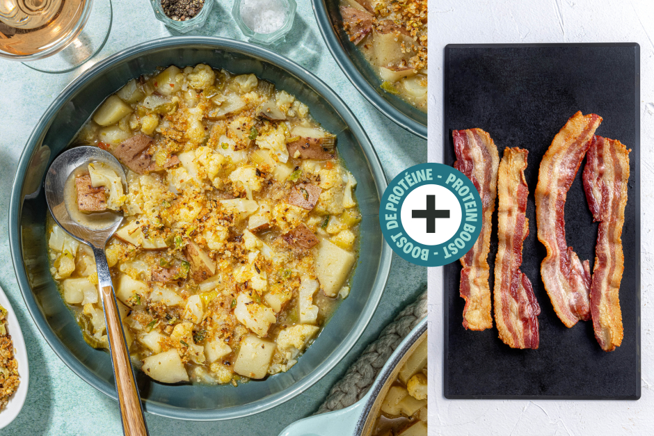 Boost de protéines | Chaudrée crémeuse au bacon, pommes de terre et poireaux