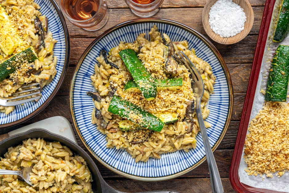 Swiss Orzotto with Portobello, Leeks & Emmental