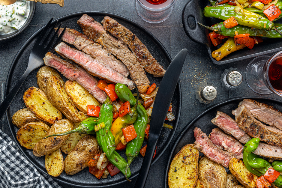 Grass-Fed Porterhouse Steak with Shishito Pepper Salad