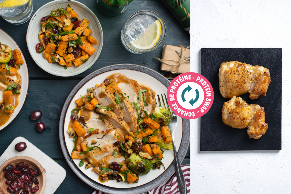 Échange de protéine | Assiette automnale de cuisses de poulet avec sauce à la moutarde de Dijon