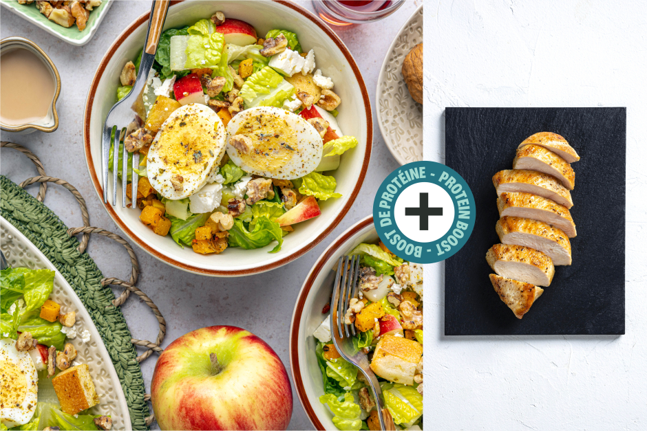 Protein Boost | Chicken & Roasted Squash Cobb Salad with Ciabatta Croutons