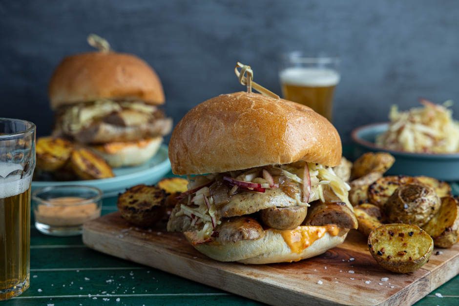 Pork Sausage Sandwiches with Cabbage-Apple Slaw