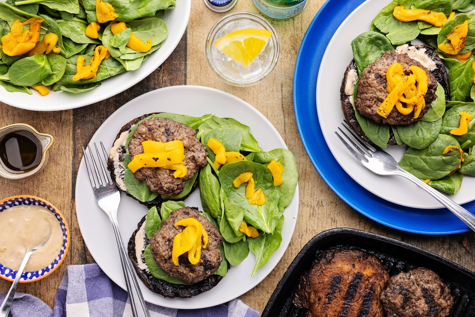 Beef Mini Burgers on Portobello ‘Buns’