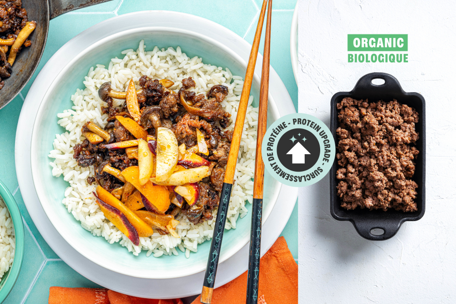 Protein Upgrade | ORGANIC Beef & Shimeji Mushroom Bibimbap Bowls