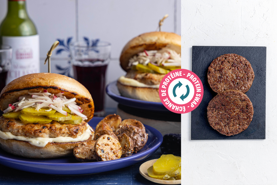 Protein Swap | BBQ Impossible™ Beef Burgers with Dill Pickles