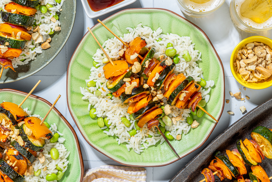 Brochettes yakitori aux légumes grillés