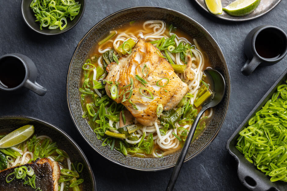 Miso-Tahini Ramen Soup with Black Cod