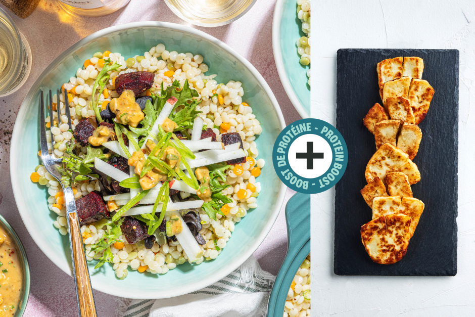 Protein Boost | Pearl Couscous Veggie Summer Bowls with Halloumi