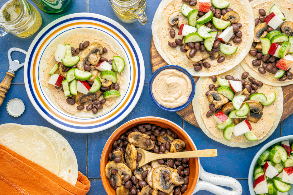 Tacos aux haricots noirs et champignons