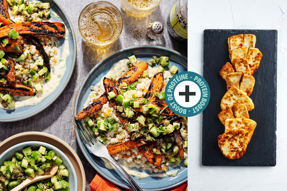 Protein Boost | Halloumi, BBQ Honey-Drizzled Carrots & Spicy Cucumber Salsa