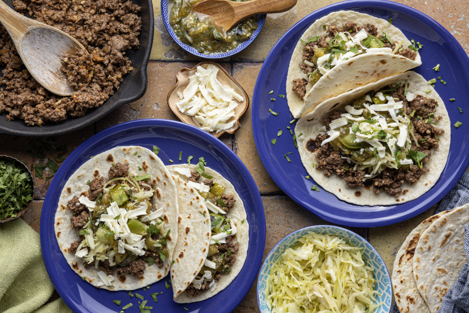 Ground Beef Tacos with Homemade Salsa Verde