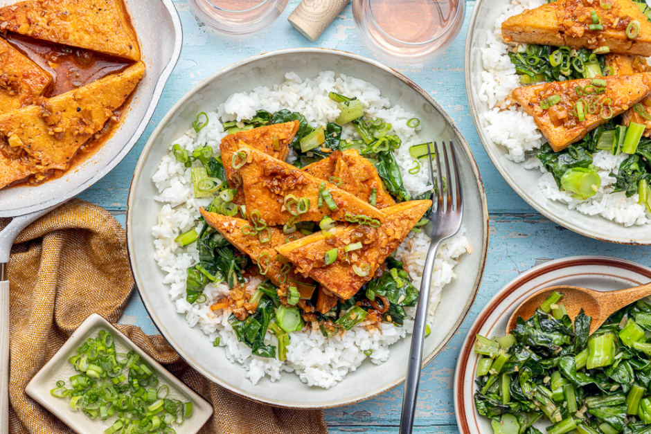 Spicy Korean Braised Tofu Bowls